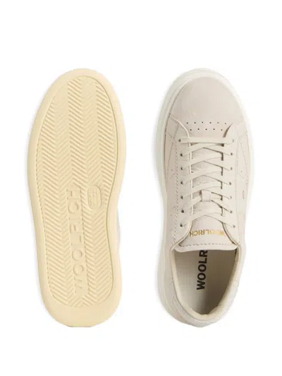Woolrich Quilted Leather Sneakers With Elevated Platform In Multi
