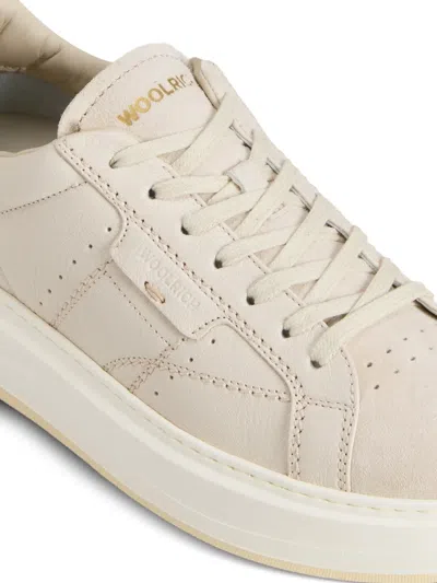 Woolrich Quilted Leather Sneakers With Elevated Platform In Multi