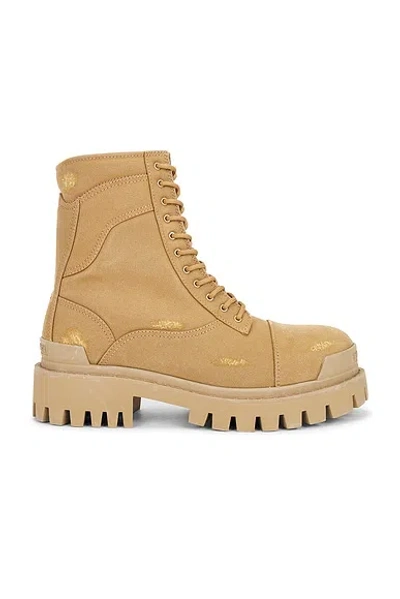 Balenciaga Combat Strike Ankle Boots In Brown
