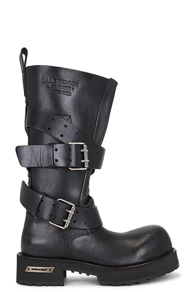 Balenciaga Venom Buckle-strap Leather Boots In Black
