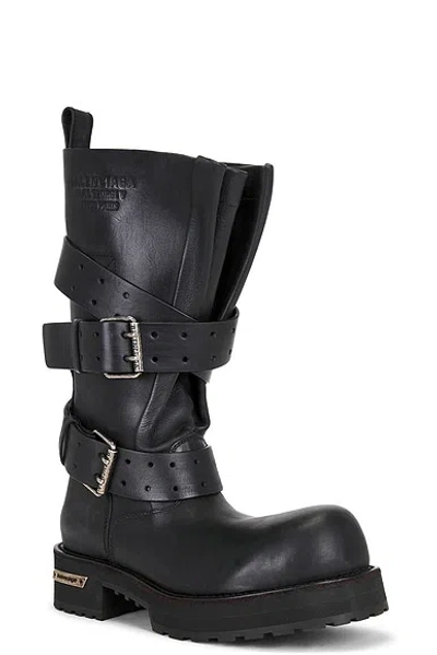 Balenciaga Venom Buckle-strap Leather Boots In Black