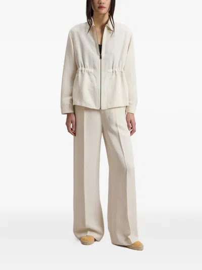 Woolrich Drawstring Zip Overshirt In Neutral