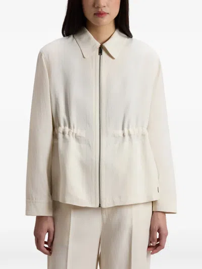 Woolrich Drawstring Zip Overshirt In Neutral