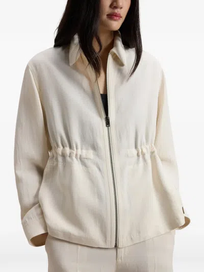 Woolrich Drawstring Zip Overshirt In Neutral