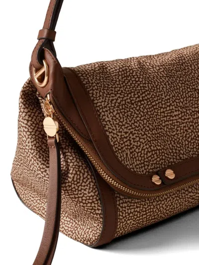 Borbonese Small Patterned Shoulder Bag In Neutral