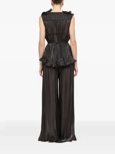 Nissa Ruffled Chiffon Top In Black