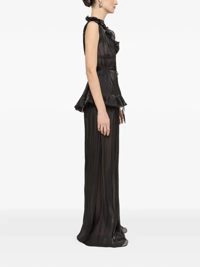 Nissa Ruffled Chiffon Top In Black