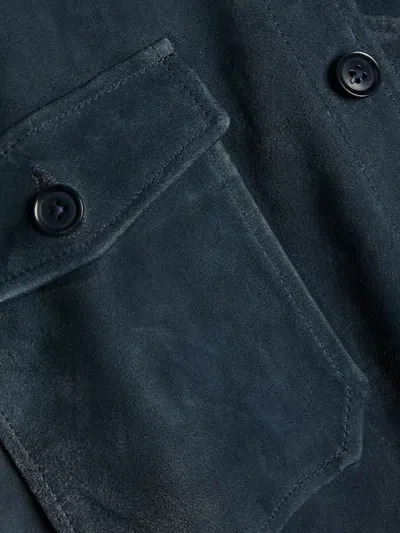 Paige Mens Dark Navy Peyman Suede Jacket In Blue