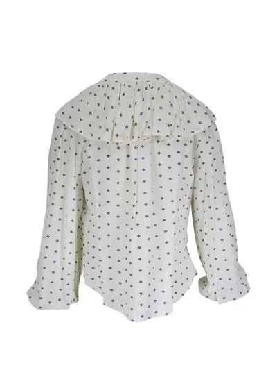 Veronica Beard Ruffled Print Blouse In White
