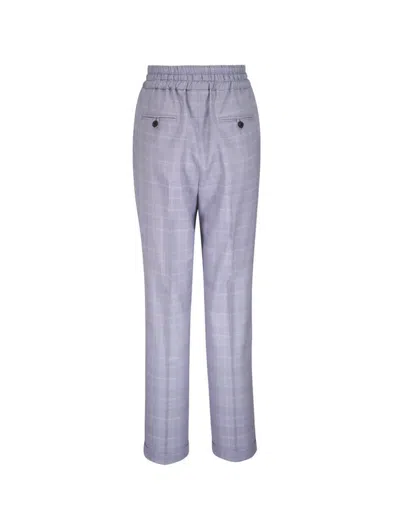 Kiton Plaid Drawstring Trousers In Blue