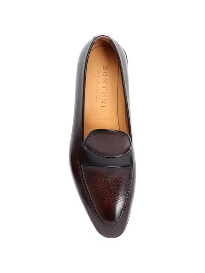 Bontoni Leather Loafers In Brown