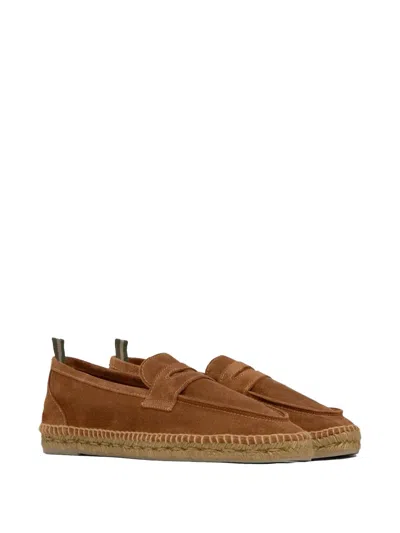 Castaã±er Castaner Classic Pull-tab Leather Flat Shoes In Brown