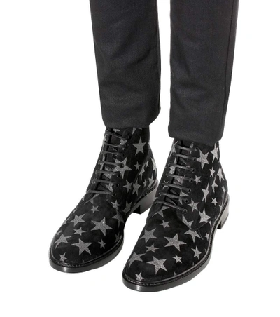 Shop Saint Laurent Lolita 20 Printed Suede Ankle Boots In Eero Argeeto