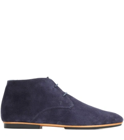 Shop Tod's Suede Oxford Shoes In Blue