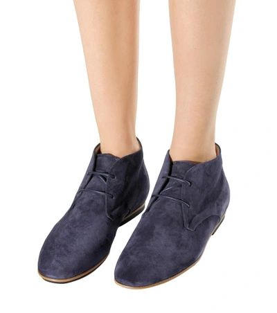 Shop Tod's Suede Oxford Shoes In Blue