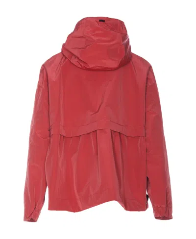 Herno Hooded Layered Shell Jacket In Red