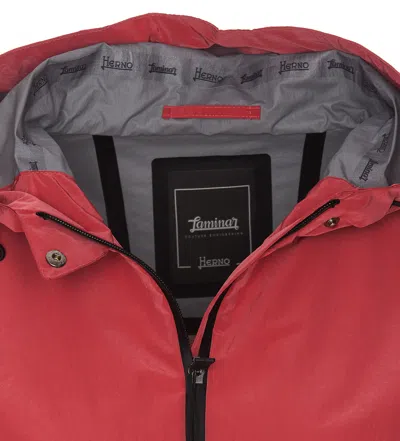 Herno Hooded Layered Shell Jacket In Red