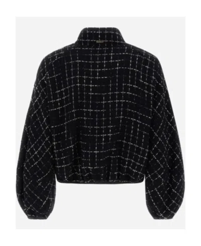 Herno Grid-patterned Cropped Zipped Jacket In Black