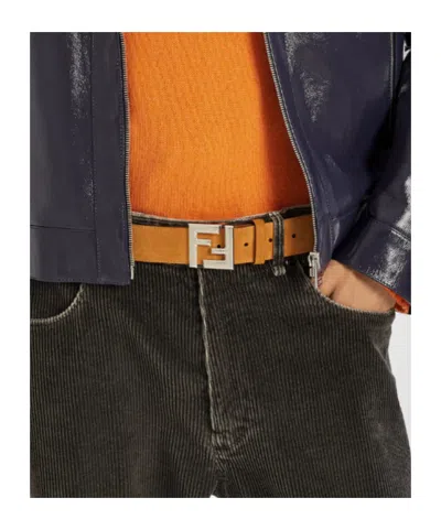 Fendi Squared Ff Belt In Sand