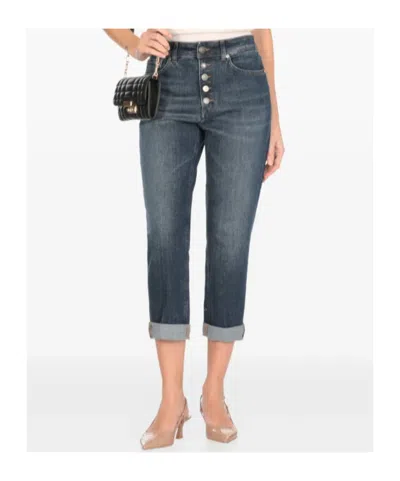 Dondup Button-fly Cuffed Jeans In Blue