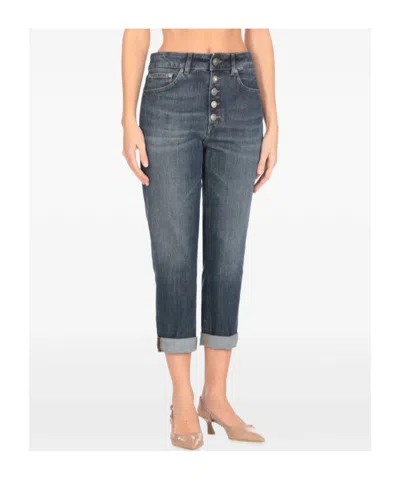 Dondup Button-fly Cuffed Jeans In Blue