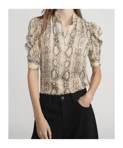Frame Snake Gillian Short Sleeve Top In Camel Multi In Multi