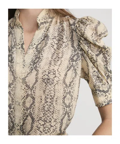 Frame Snake Gillian Short Sleeve Top In Camel Multi In Multi