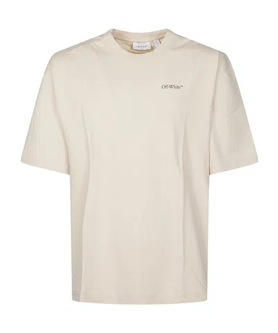 Off-white Ss22 Logo Round Neck Pullover Short Sleeve Loose Fit Khaki In Neutral