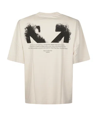 Off-white Ss22 Logo Round Neck Pullover Short Sleeve Loose Fit Khaki In Neutral