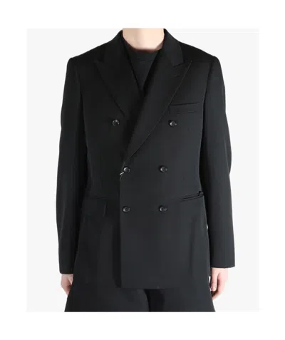 Comme Des Garçons Double-breasted Wool Jacket In Black