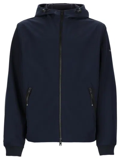Woolrich Navy Blue Stretch Polyester Jacket In Blue
