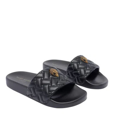 Kurt Geiger Meena Eagle Slide Sandals In Black