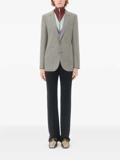 Valentino Single-breasted Wool Jacket With Houndstooth Pattern In Green