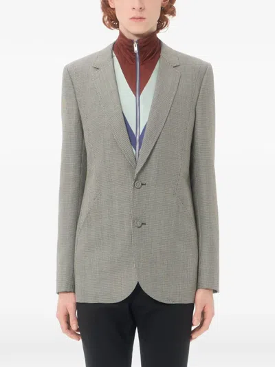 Valentino Single-breasted Wool Jacket With Houndstooth Pattern In Green
