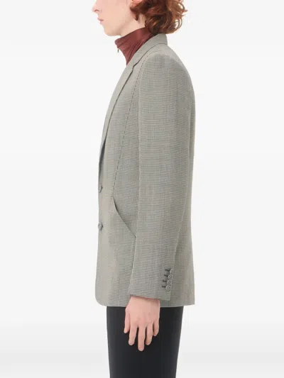 Valentino Single-breasted Wool Jacket With Houndstooth Pattern In Green