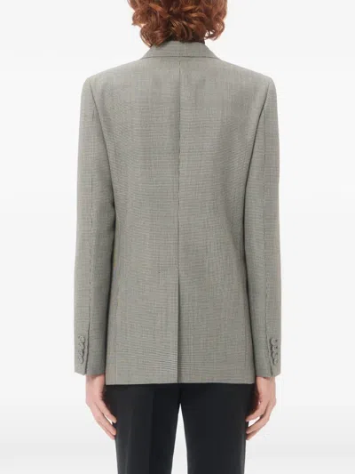 Valentino Single-breasted Wool Jacket With Houndstooth Pattern In Green