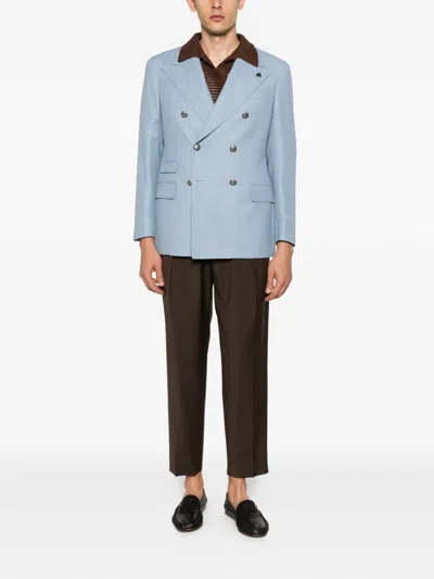 Gabriele Pasini Tailored Double-breasted Metallic Blazer In Blue