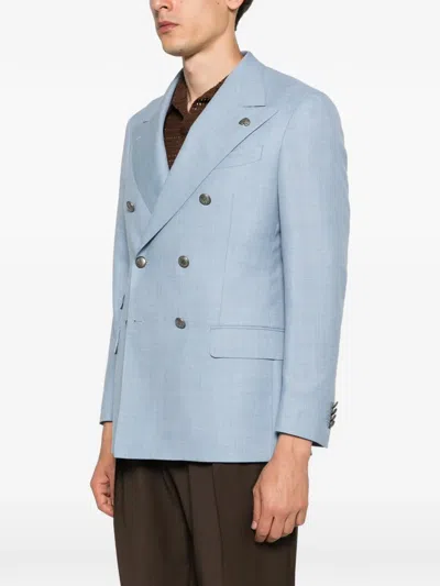 Gabriele Pasini Tailored Double-breasted Metallic Blazer In Blue