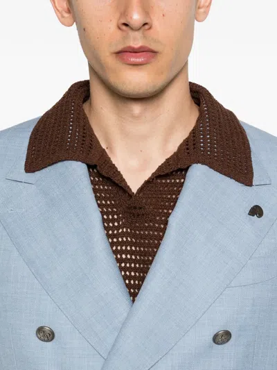 Gabriele Pasini Tailored Double-breasted Metallic Blazer In Blue
