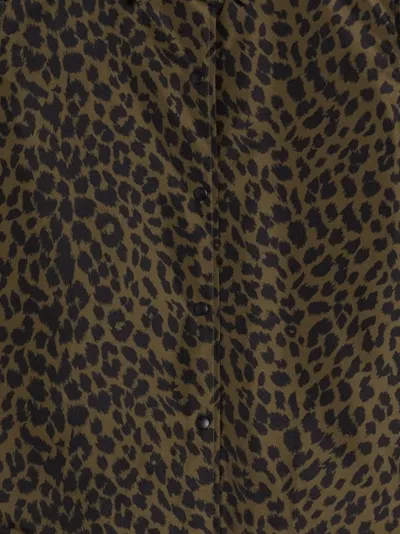 Aspesi Long Sleeve Collared Animal Print Shirt In Brown