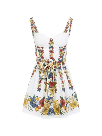 Farm Rio Palm Tree Beach Printed Linen-blend Mini Dress In Multi