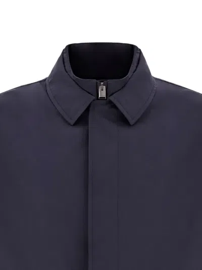 Canali Technical Car Coat In Blue