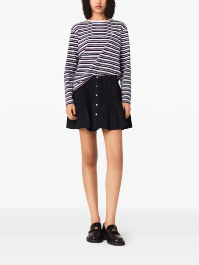 Maje Striped-pattern Long-sleeve T-shirt In Blue