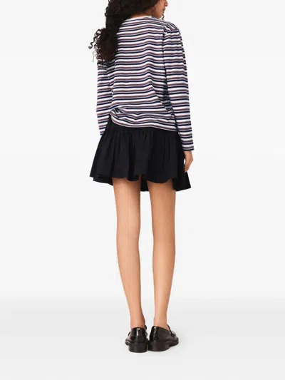 Maje Striped-pattern Long-sleeve T-shirt In Blue