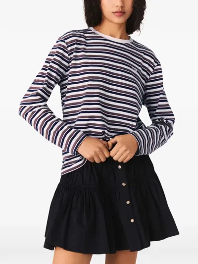 Maje Striped-pattern Long-sleeve T-shirt In Blue