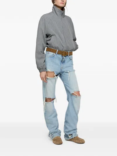 Acne Studios Plaid Zip Jacket In Gray