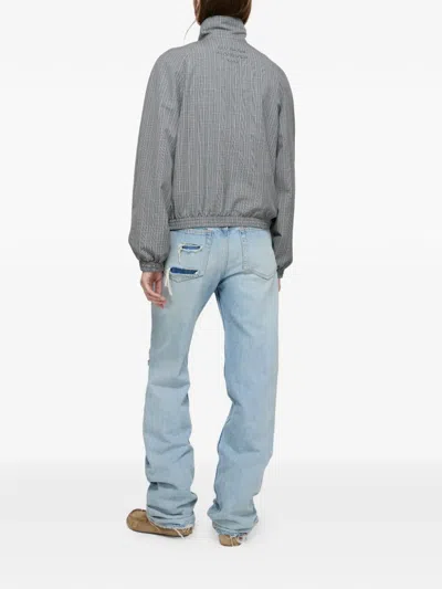 Acne Studios Plaid Zip Jacket In Gray