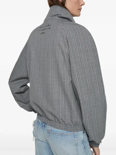 Acne Studios Plaid Zip Jacket In Gray