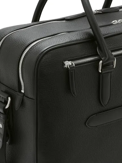 Smythson Lightweight Slim Briefcase In Panama In Black