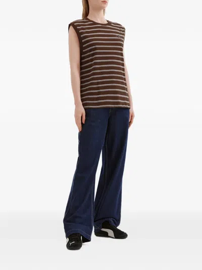 Chocoolate Stripe-pattern Vest In Brown